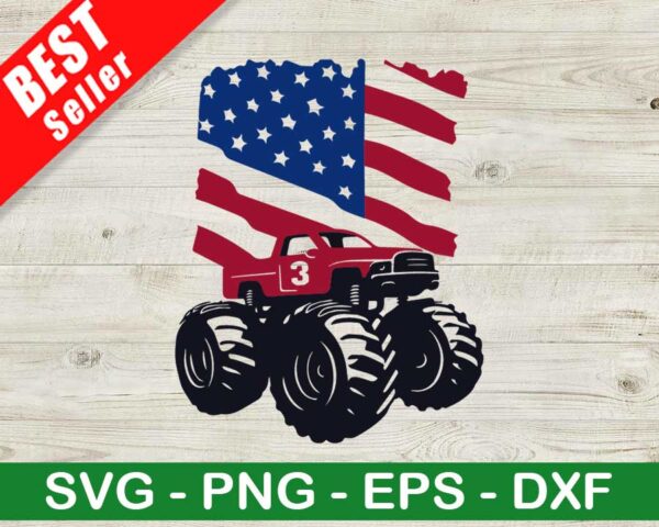 American Flag Monster Truck SVG