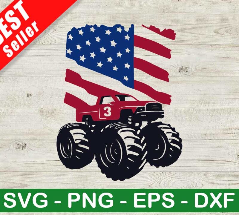 American Flag Monster Truck SVG