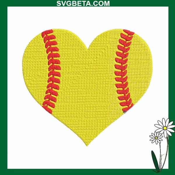 Baseball Heart Embroidery Design