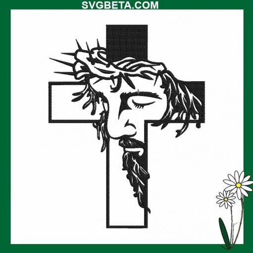 Jesus Face Cross Embroidery Design