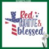 Red White And Blessed Embroidery Deisgn