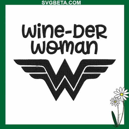 Wine der woman embroidery design