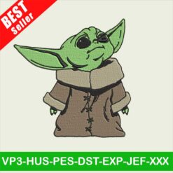 Baby Yoda embroidery designs, Star wars Embroidery Files, Yoda Embroidery machine