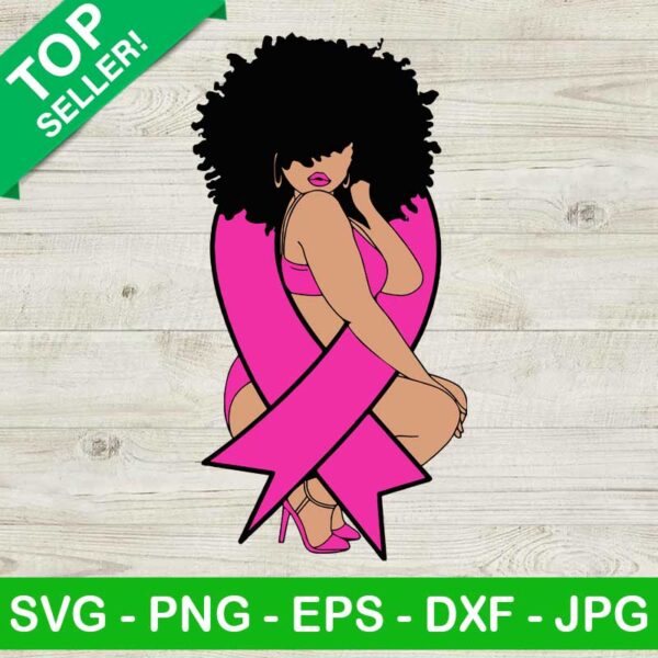 Black Girl Breast Cancer Ribbon SVG