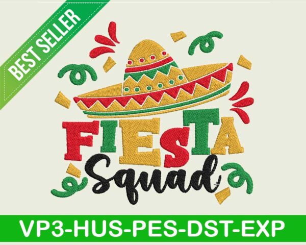 Fiesta squad embroidery design