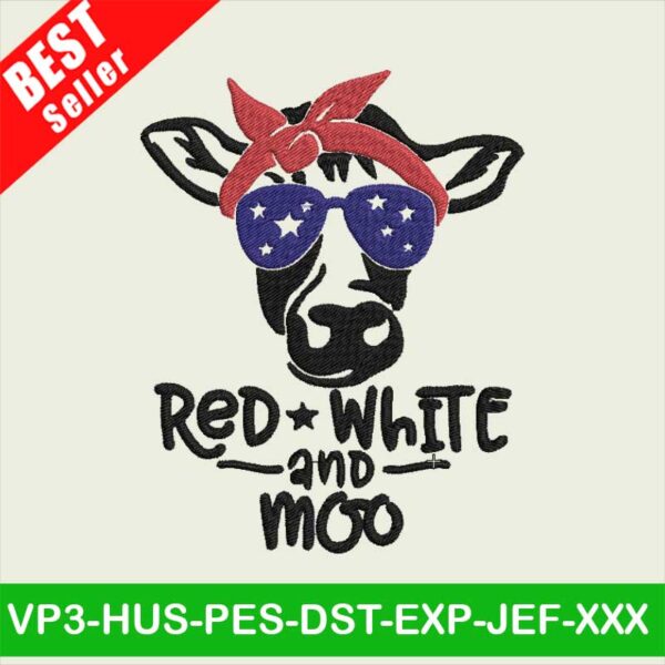 Red White And Moo embroidery designs