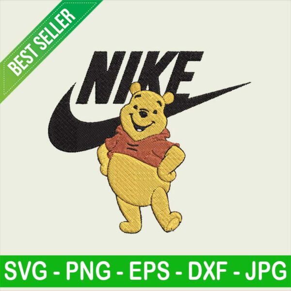 Winnie The Pooh Nike Logo Embroidery design