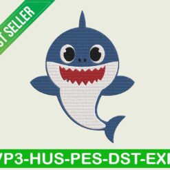 Baby shark embroidery design