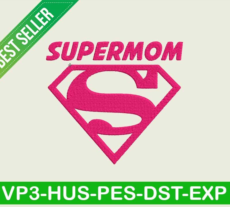Supermom embroidery design