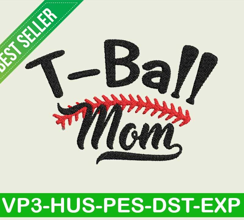 T ball mom embroidery design