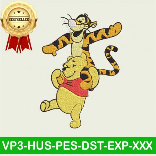 Winnie the pooh and tiger Embroidery design, Winnie the pooh Embroidery Files, Tiger Embroidery machine