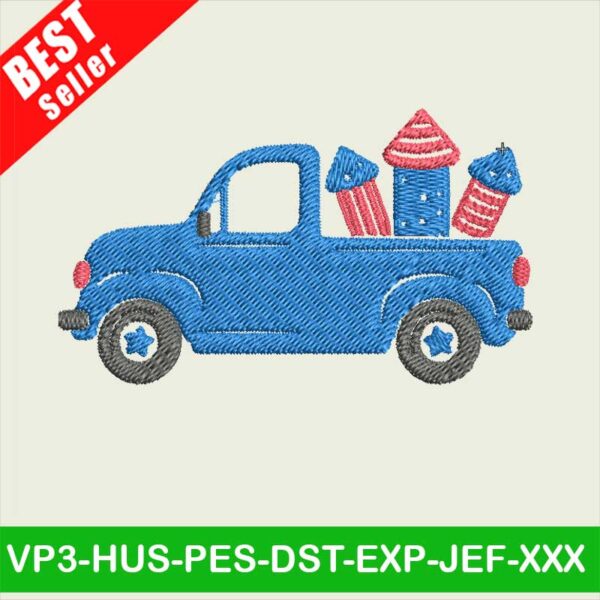 4th Of July Truck embroidery designs