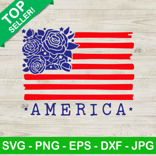 American flag floral SVG