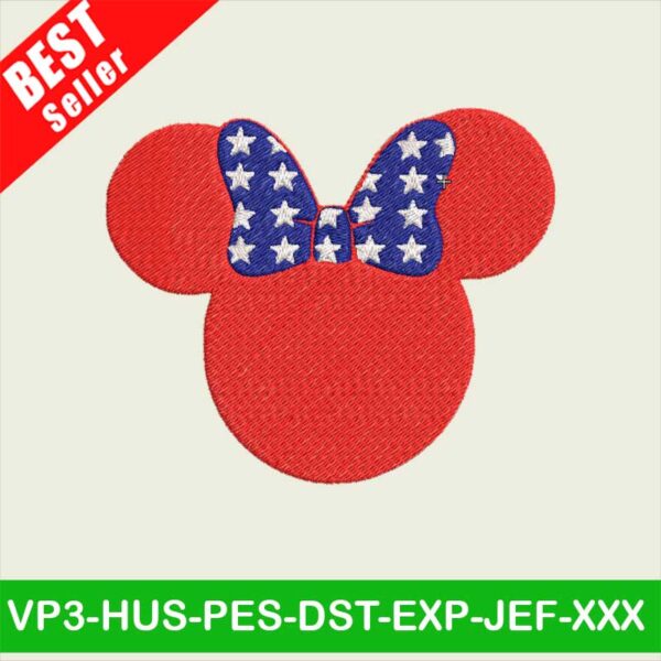 4th Of July Minnie Ears embroidery designs