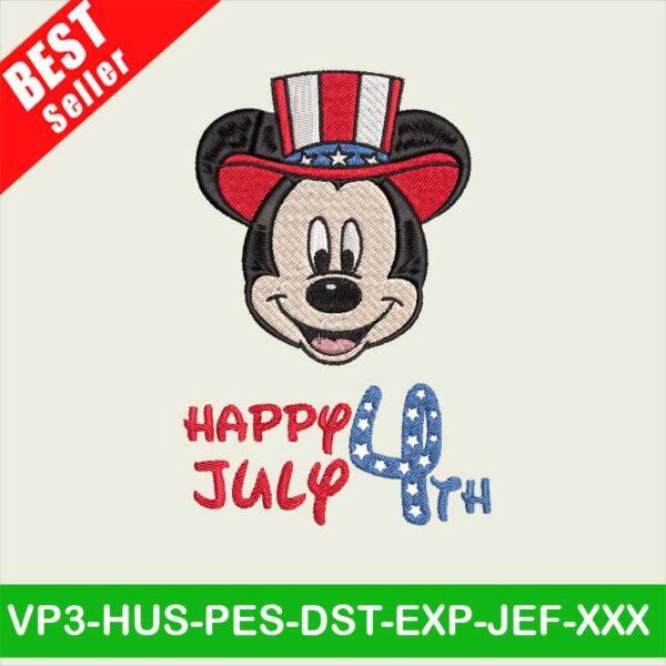 Mickey Happy 4th Of July embroidery designs