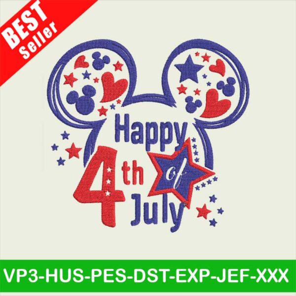 Mickey Ears Patriotic Day embroidery designs