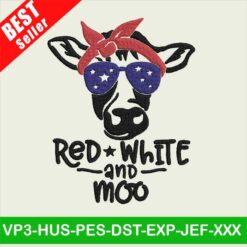 Red White And Moo Embroidery Designs
