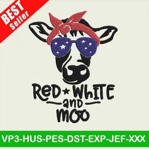 Red White And Moo Embroidery Designs