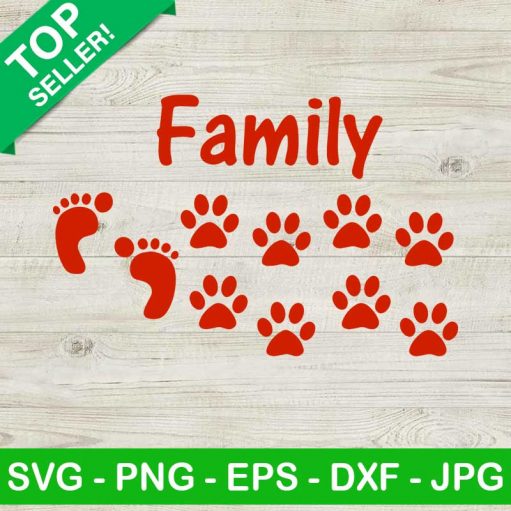 Family Paw Print SVG, Dog Paw SVG, Family Foot Print SVG