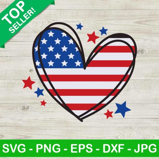 American Flag Heart SVG