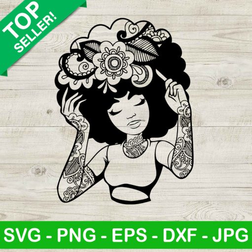 Mandala Afro Girl SVG
