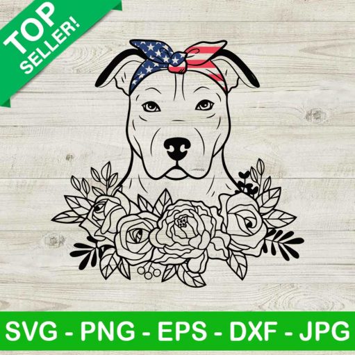 4th Of July Dog With Floral SVG