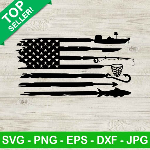 Fishing American Flag SVG