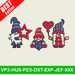4th Of July Gnome Embroidery Designs