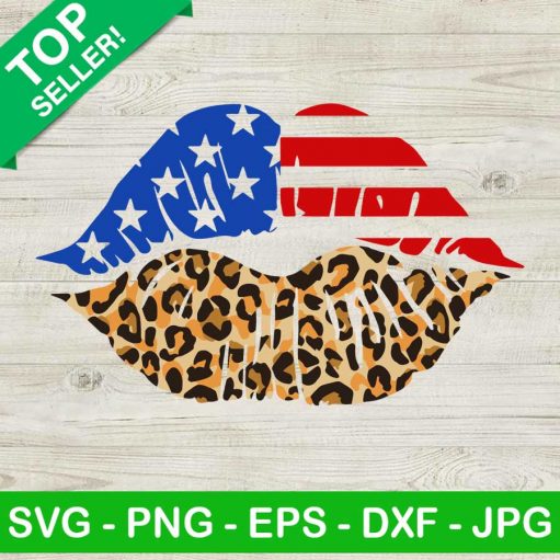 4Th Of July Leopard Lips Svg