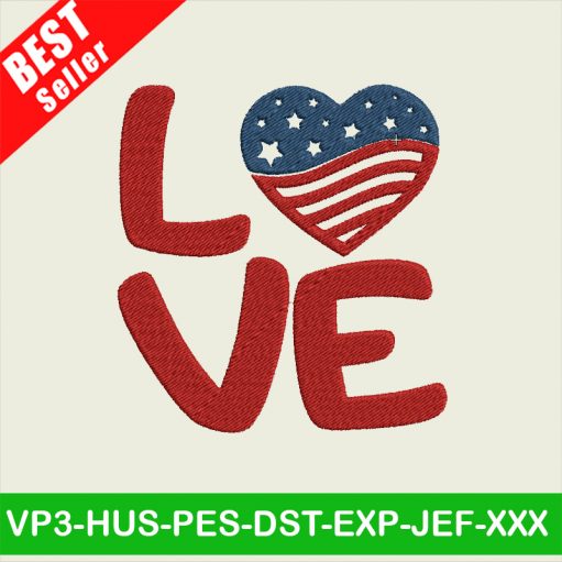 4th Of July Love embroidery designs