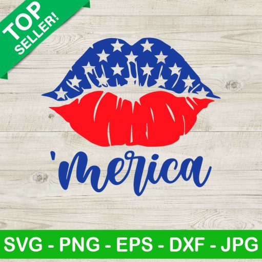 Merica Lips SVG, 4th Of July SVG, American Flag Lips SVG, Patriotic Day SVG