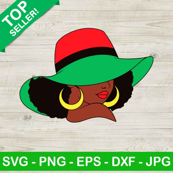 Afro Girl With Sun Hat SVG