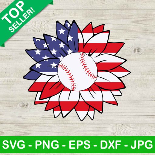 Patriotic Baseball Sunflower SVG