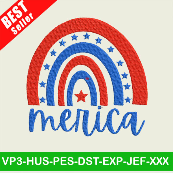 4th Of July Rainbow Embroidery designs