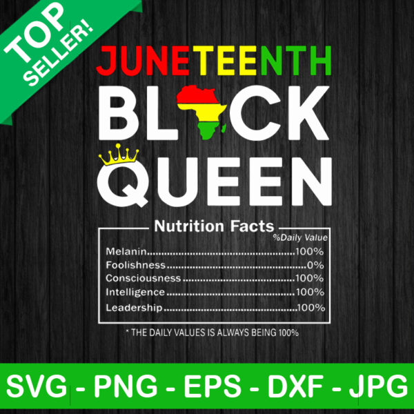 Juneteenth Black Queen Nutrition Facts SVG