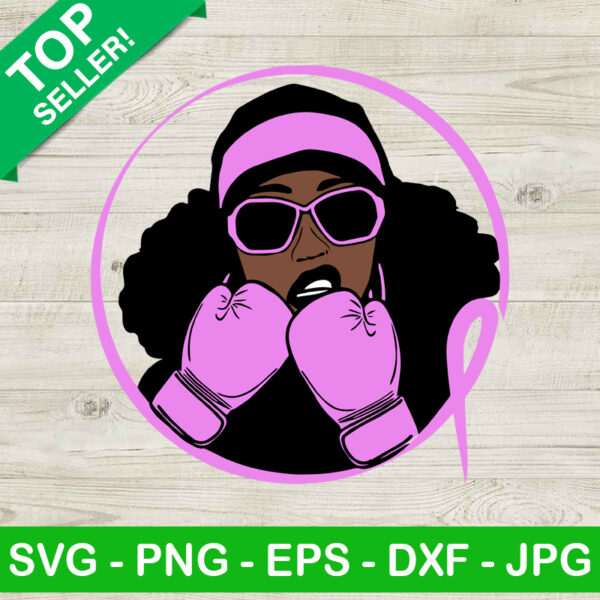 Black Girl Breast Cancer Boxing SVG