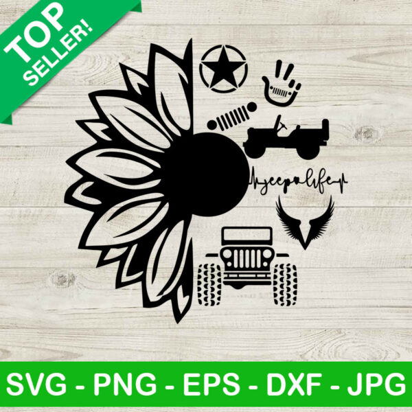 Sunflower Jeep Girl SVG