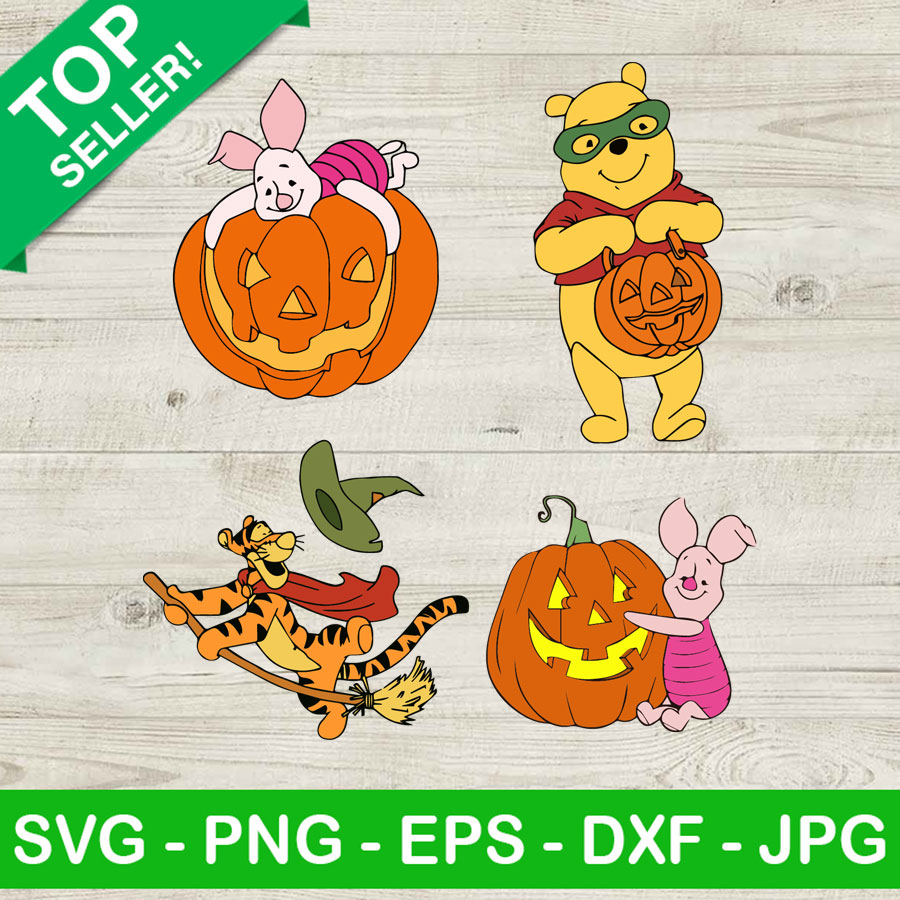 Winne The Pooh Pumpkin SVG, Winnie The Pooh Autumn SVG, Pooh Halloween SVG