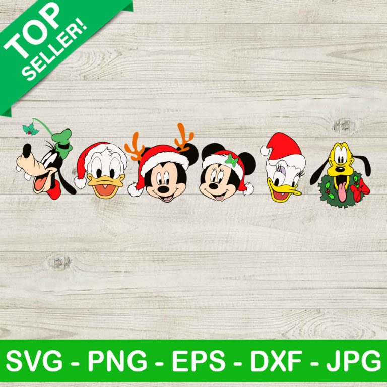 Disney face character christmas SVG, Disney christmas SVG, Mickey santa