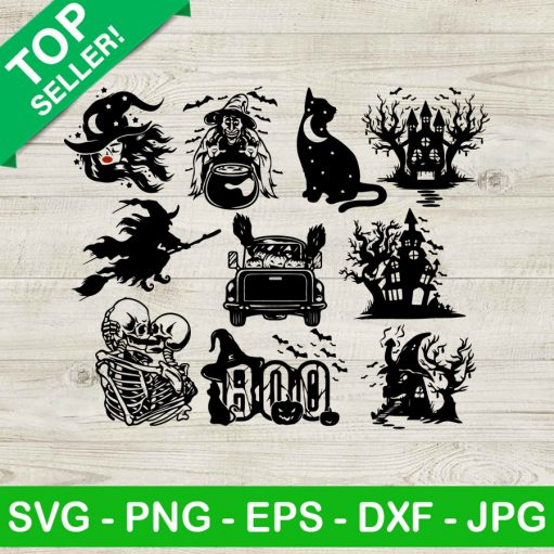 Halloween icon bundle SVG, Halloween set SVG, Halloween witch cat SVG
