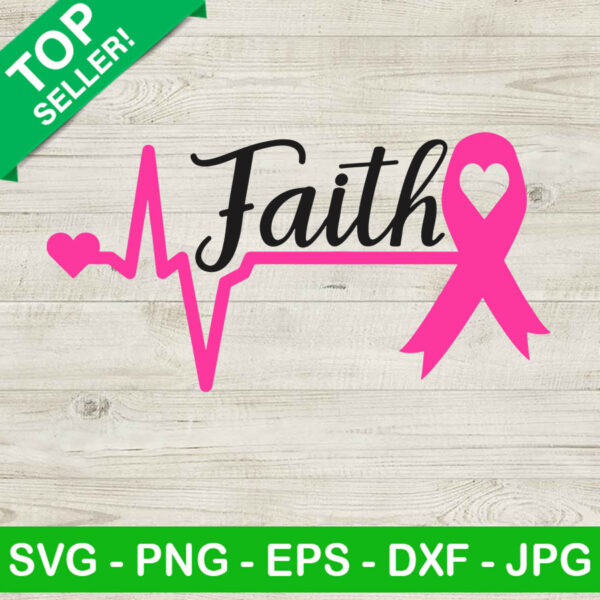 Faith breast cancer heartbeat SVG, Breast Cancer awareness SVG, Breast Cancer Faith SVG