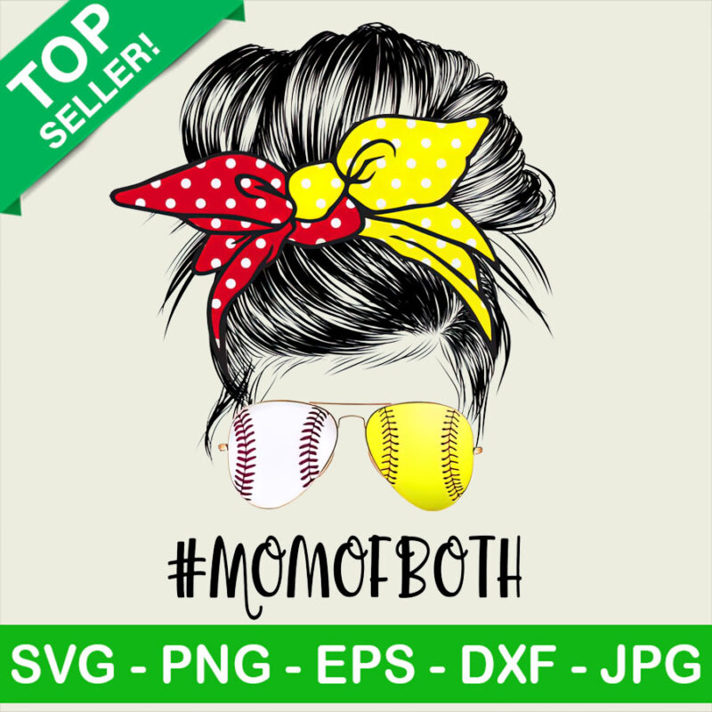 Momo of both PNG, Mama baseball softball Sublimation transfer PNG, Mama of both Heat Transfer PNG