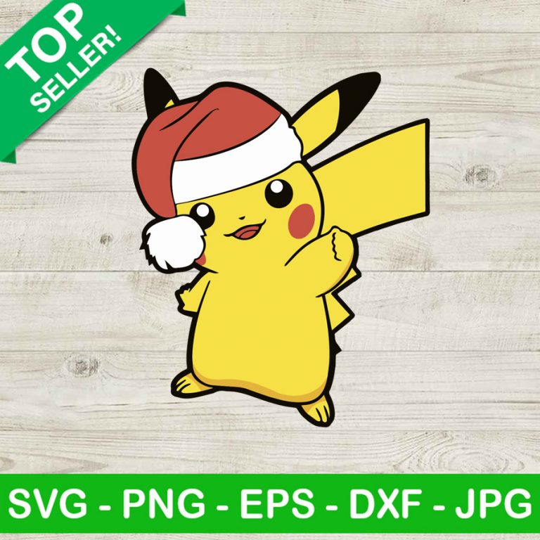 Pikachu christmas SVG, Pokemon santa hat SVG, Pikachu santa hat SVG