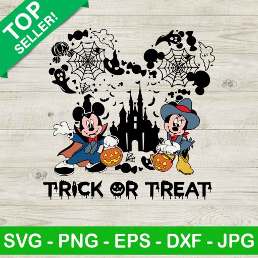 Trick or treat mickey and minnie SVG, Mickey disney halloween SVG, Mickey halloween custome SVG