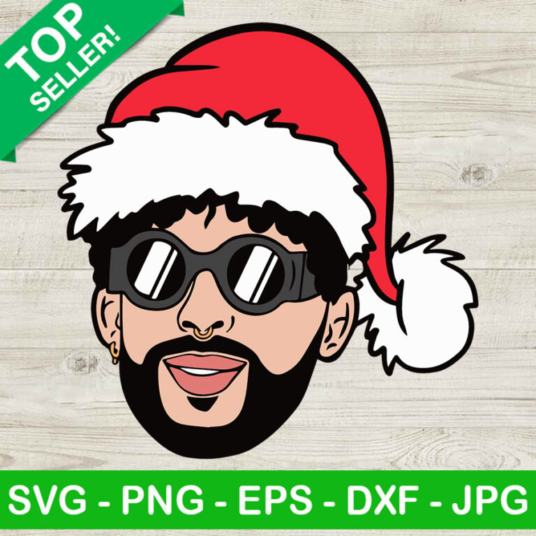 Bad bunny santa hat christmas SVG, Bad bunny christmas SVG, Santa hat SVG