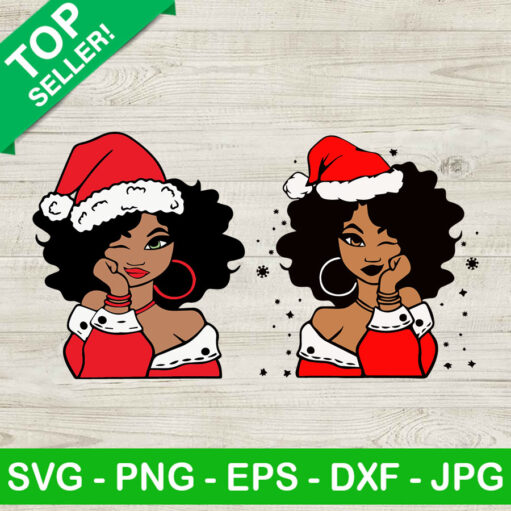 Black girl santa christmas SVG