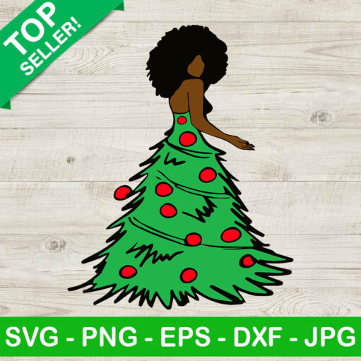 Black Woman Christmas Tree Svg