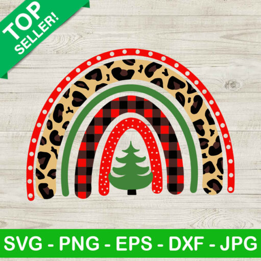 Christmas Buffalo Plaid Rainbow Svg