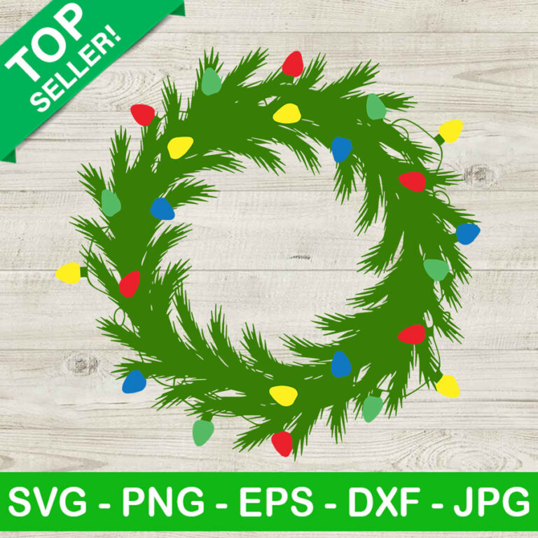 Christmas Wreath SVG, Christmas Light Wreath SVG, Merry christmas SVG