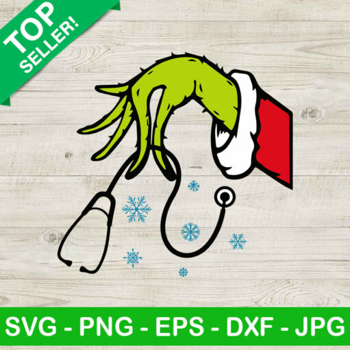 Grinch Hand Holding Stethoscope Svg